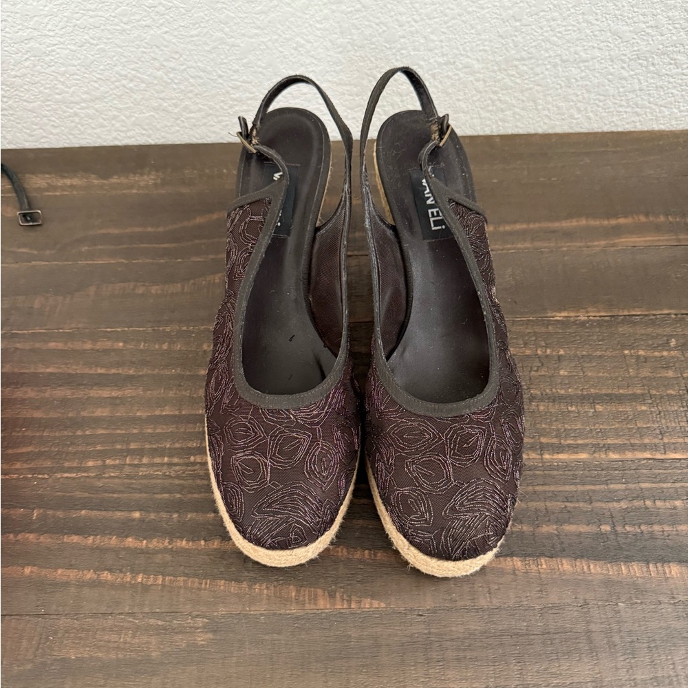 TALL LADIES SIZE 12 | Elegant Brown Wedge Mesh Shoes